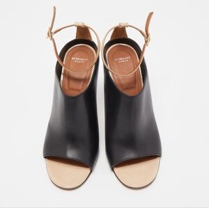 Givenchy Black/Beige Leather and Patent Ankle Strap Sandals